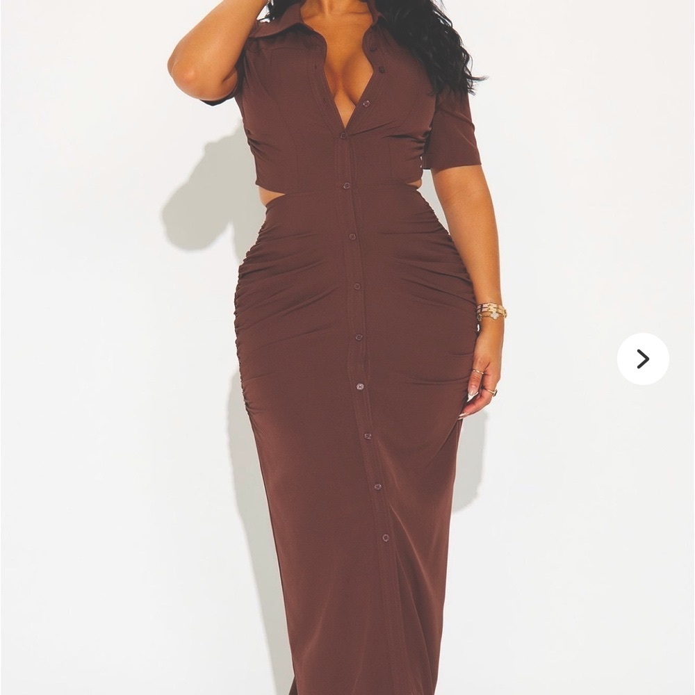 Brown Button-Down Maxi Dress